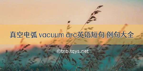 真空电弧 vacuum arc英语短句 例句大全