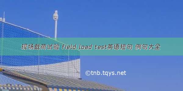 现场载荷试验 field load test英语短句 例句大全