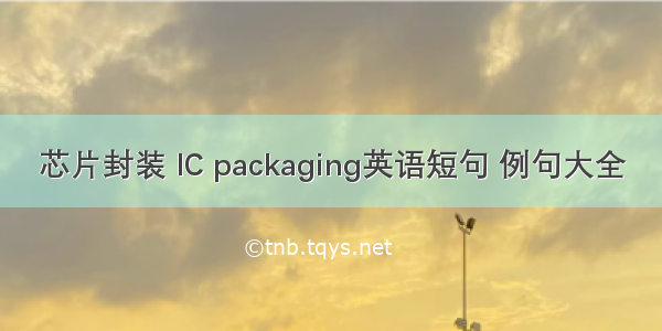 芯片封装 IC packaging英语短句 例句大全