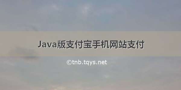 Java版支付宝手机网站支付