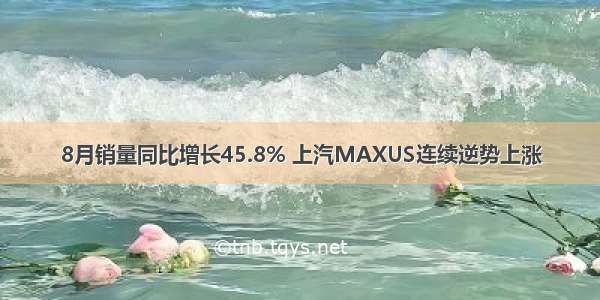 8月销量同比增长45.8% 上汽MAXUS连续逆势上涨