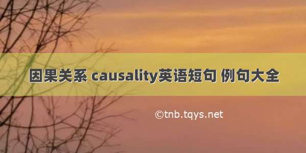 因果关系 causality英语短句 例句大全