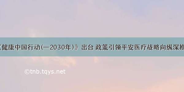 《健康中国行动(—2030年)》出台 政策引领平安医疗战略向纵深推进