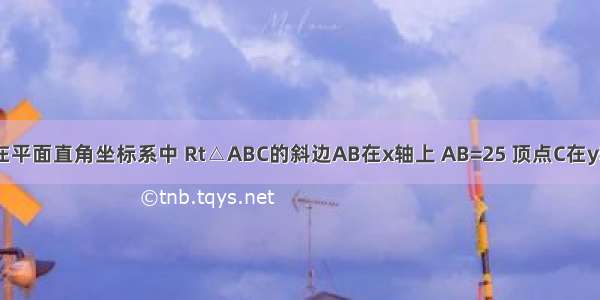 如图所示 在平面直角坐标系中 Rt△ABC的斜边AB在x轴上 AB=25 顶点C在y轴的负半轴