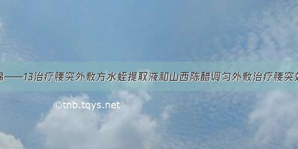 膏药集锦——13治疗腰突外敷方水蛭提取液和山西陈醋调匀外敷治疗腰突效果显著