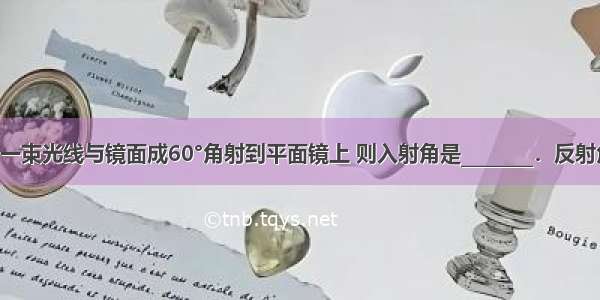 如图所示 一束光线与镜面成60°角射到平面镜上 则入射角是________．反射角是______