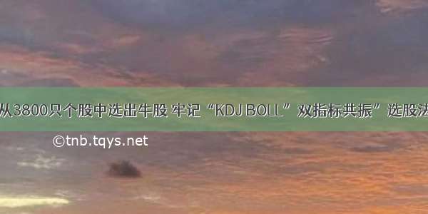 如何5分钟内从3800只个股中选出牛股 牢记“KDJ BOLL”双指标共振”选股法 仅分享一次