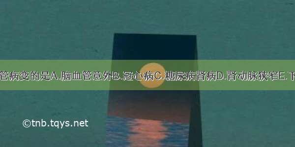 属于糖尿病微血管病变的是A.脑血管意外B.冠心病C.糖尿病肾病D.肾动脉狭窄E.下肢坏疽ABCDE