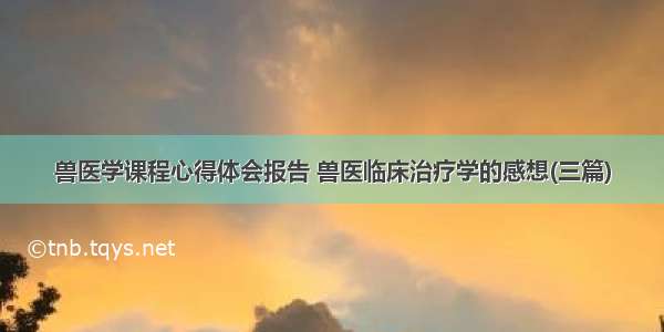 兽医学课程心得体会报告 兽医临床治疗学的感想(三篇)