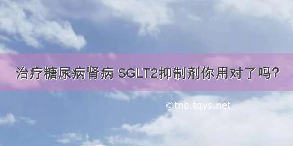 治疗糖尿病肾病 SGLT2抑制剂你用对了吗？