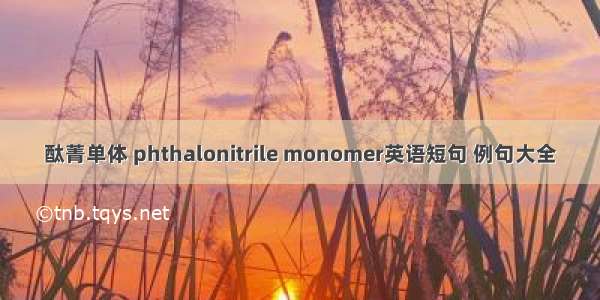 酞菁单体 phthalonitrile monomer英语短句 例句大全