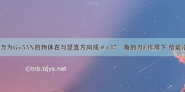 如图所示 重力为G=55N的物体在与竖直方向成θ=37°角的力F作用下 恰能沿竖直墙壁在