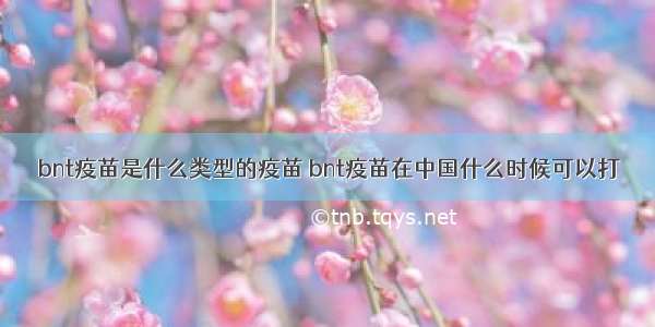 bnt疫苗是什么类型的疫苗 bnt疫苗在中国什么时候可以打