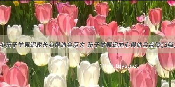 小孩子学舞蹈家长心得体会范文 孩子学舞蹈的心得体会感受(3篇)