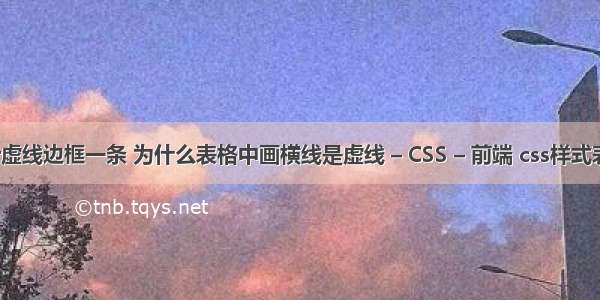 border虚线边框一条 为什么表格中画横线是虚线 – CSS – 前端 css样式表的使用