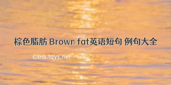 棕色脂肪 Brown fat英语短句 例句大全