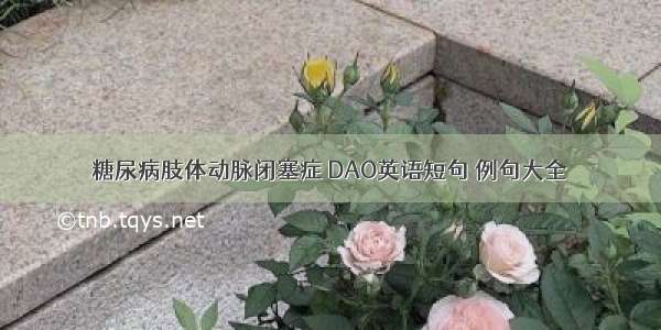 糖尿病肢体动脉闭塞症 DAO英语短句 例句大全