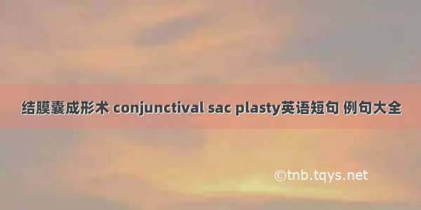 结膜囊成形术 conjunctival sac plasty英语短句 例句大全