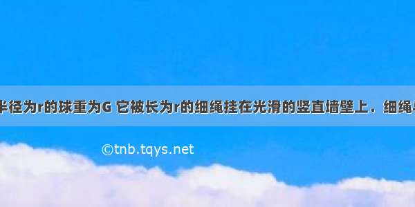 如所示 一半径为r的球重为G 它被长为r的细绳挂在光滑的竖直墙壁上．细绳与墙壁的夹