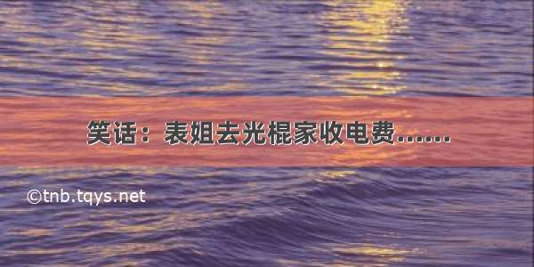 笑话：表姐去光棍家收电费……