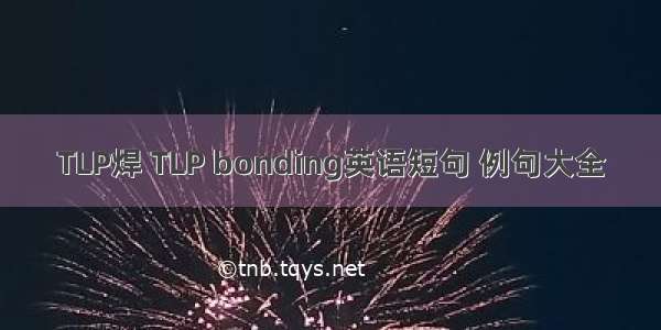 TLP焊 TLP bonding英语短句 例句大全