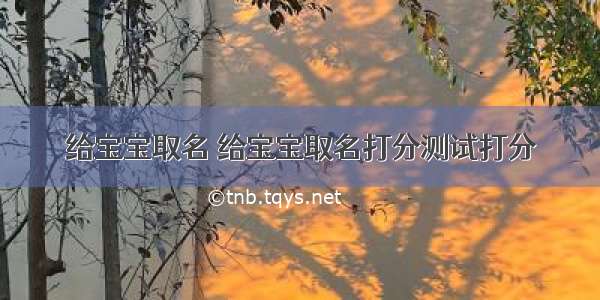 给宝宝取名 给宝宝取名打分测试打分