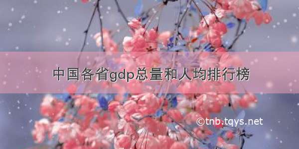 中国各省gdp总量和人均排行榜