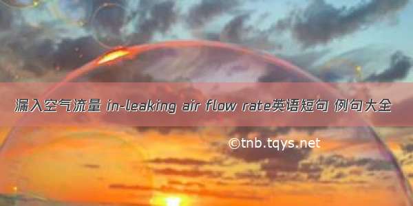 漏入空气流量 in-leaking air flow rate英语短句 例句大全