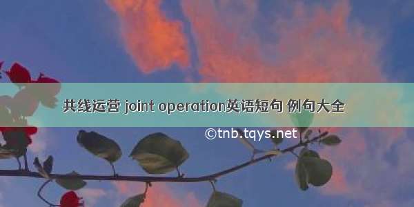 共线运营 joint operation英语短句 例句大全