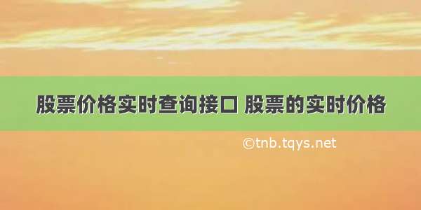 股票价格实时查询接口 股票的实时价格