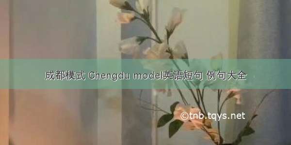 成都模式 Chengdu model英语短句 例句大全