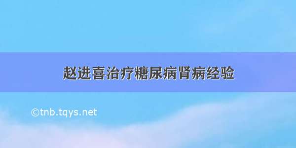 赵进喜治疗糖尿病肾病经验