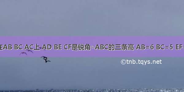 已知点F D E分别在AB BC AC上 AD BE CF是锐角△ABC的三条高 AB=6 BC=5 EF=3 则AE=________．