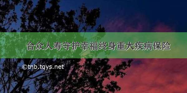 ​合众人寿守护幸福终身重大疾病保险