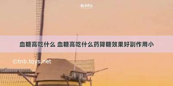 血糖高吃什么 血糖高吃什么药降糖效果好副作用小