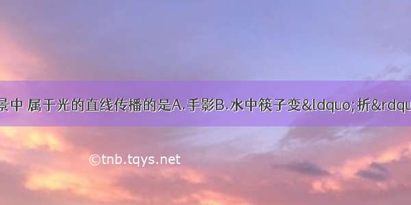 如图所示的四种情景中 属于光的直线传播的是A.手影B.水中筷子变“折”C.用遥控器控制