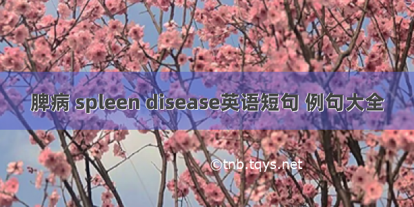 脾病 spleen disease英语短句 例句大全