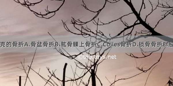 易发生休克的骨折A.骨盆骨折B.肱骨髁上骨折C.Colles骨折D.锁骨骨折E.股骨颈骨折