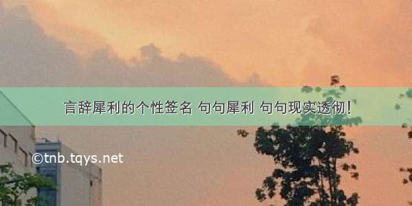 言辞犀利的个性签名 句句犀利 句句现实透彻！