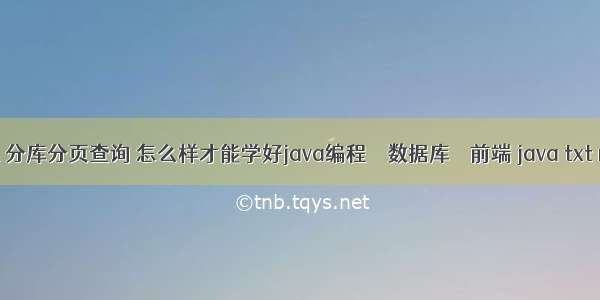 mysql 分库分页查询 怎么样才能学好java编程 – 数据库 – 前端 java txt mysql