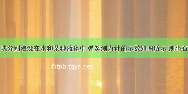 将同一小石块分别浸没在水和某种液体中 弹簧测力计的示数如图所示 则小石块的密度是