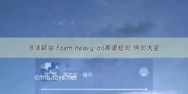 泡沫稠油 foam heavy oil英语短句 例句大全