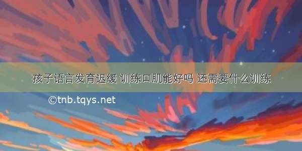 孩子语言发育迟缓 训练口肌能好吗 还需要什么训练