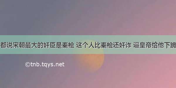 都说宋朝最大的奸臣是秦桧 这个人比秦桧还奸诈 逼皇帝给他下跪