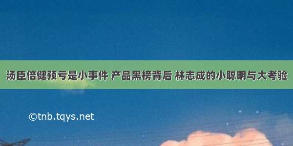 汤臣倍健预亏是小事件 产品黑榜背后 林志成的小聪明与大考验