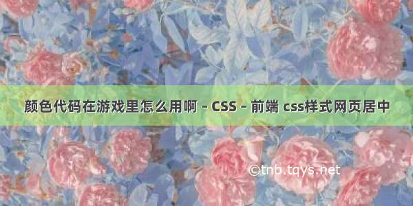 颜色代码在游戏里怎么用啊 – CSS – 前端 css样式网页居中