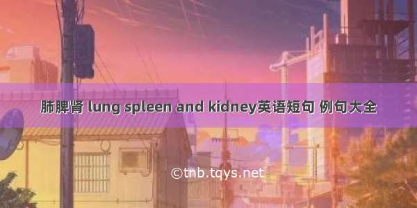 肺脾肾 lung spleen and kidney英语短句 例句大全