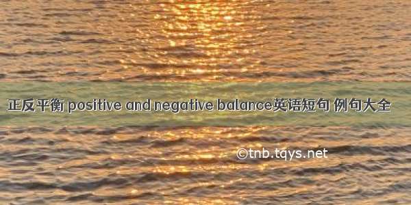 正反平衡 positive and negative balance英语短句 例句大全