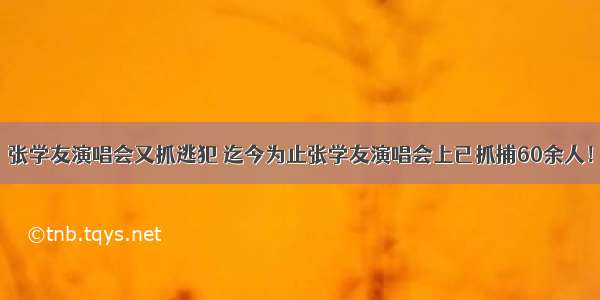 张学友演唱会又抓逃犯 迄今为止张学友演唱会上已抓捕60余人！