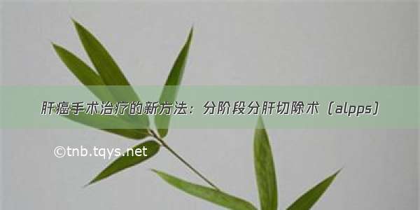 肝癌手术治疗的新方法：分阶段分肝切除术（alpps）